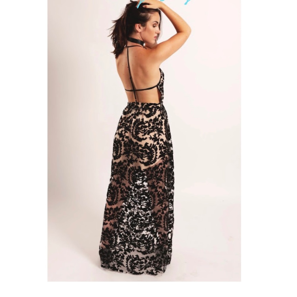 REVOLVE NBD Eileen Black Floral Lace Maxi Dress